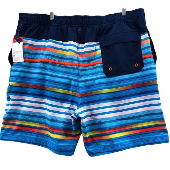 SPEEDO Mens Blue Orange Stripe Swim Trunks With Mesh Lining Sz XXL / 2XL NWT - Picture 2 of 9